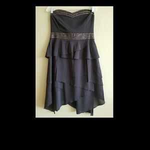 Angie black sleeveless flowy layered dress.